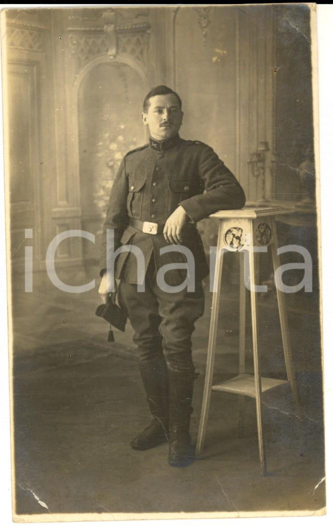 Fotografia d epoca originale 1917 WW1 ARMEE BELGE YSER Ritratto di Arthur CARONY in divisa militare Foto 1