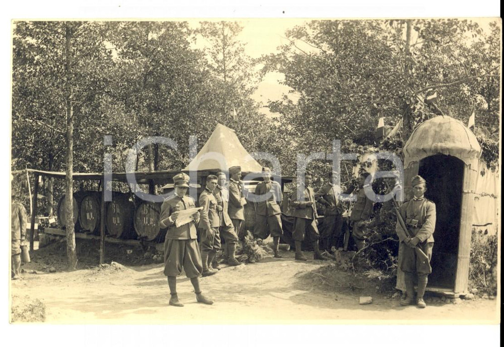 Fotografia d epoca originale 1915 ca WW1 Esercitazione all aperto per giovani soldati di fanteria Foto 1