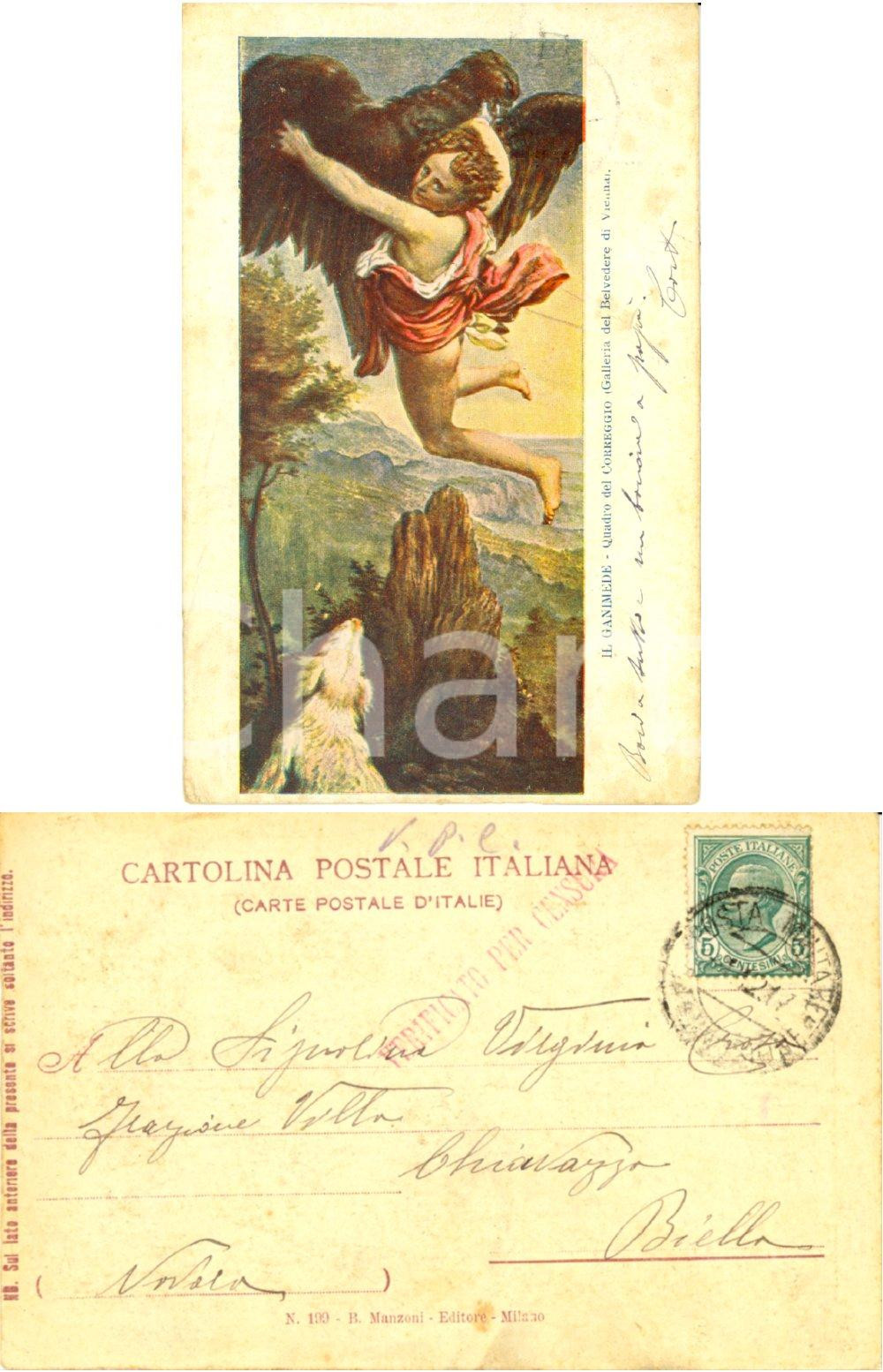 Autografo originale 1917 WW1 POSTA MILITARE Ganimede Cartolina cap. Costantino CROSA FP VG 1