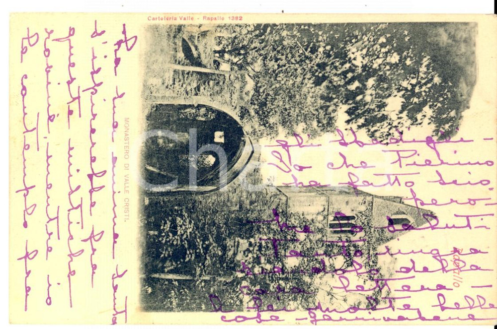 Autografo originale 1901 RAPALLO (GE) Contemplo queste rovine fra gli sbadigli *Guido ARRIVABENE 1