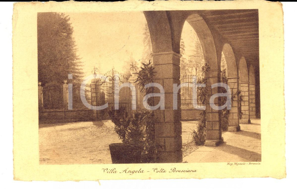 Autografo originale 1918 VOLTA BRESCIANA Villa Angela *Cartolina a Ermellina AVEROLDI FP VG 1