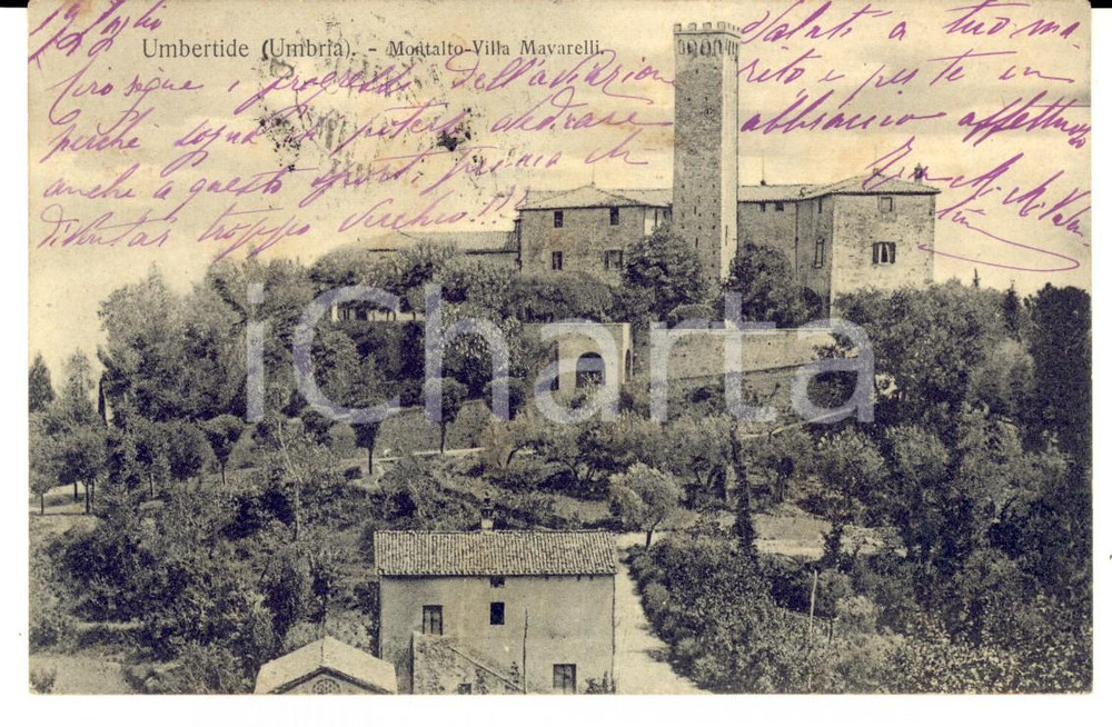 Autografo originale 1909 UMBERTIDE PG Villa MAVARELLI Autografo contessa Maddalena VALENTINI FP 1