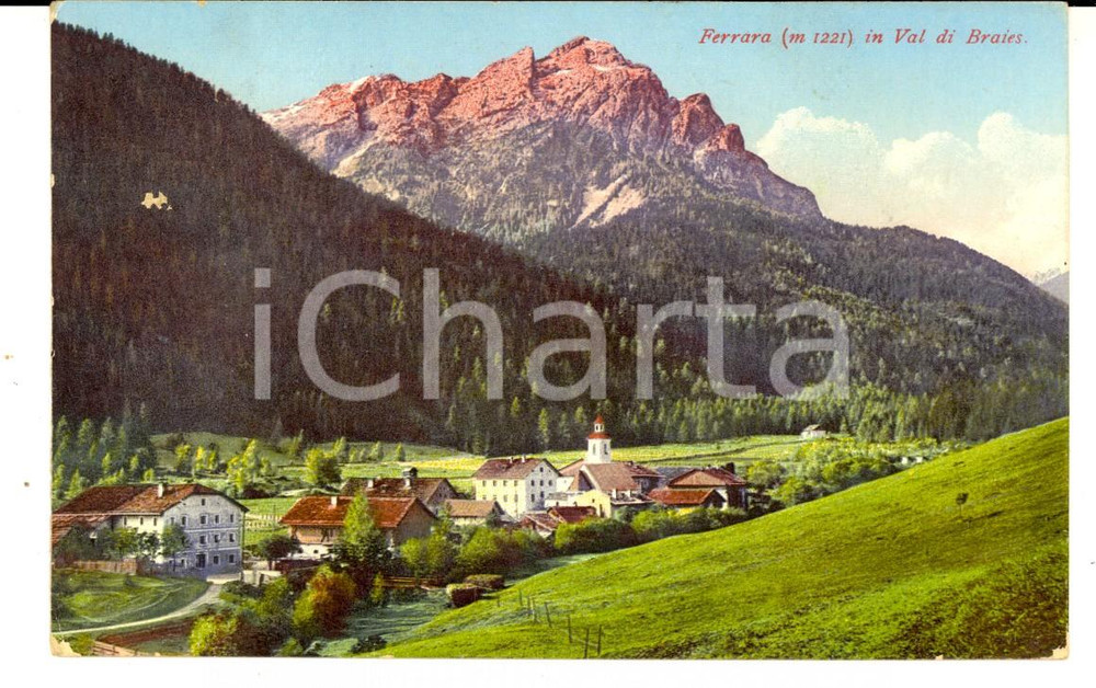 Autografo originale 1925 FERRARA/ BRAIES (BZ) Panorama *Cartolina al barone Alessandro MONTI 1