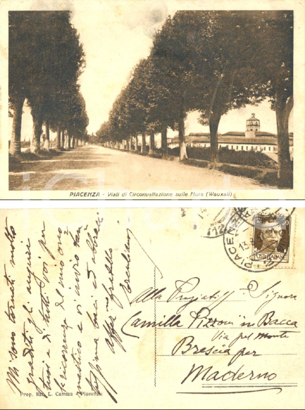 Autografo originale 1932 PIACENZA Viali di circonvallazione Autografo Erculiano PIZZONI FP VG 1