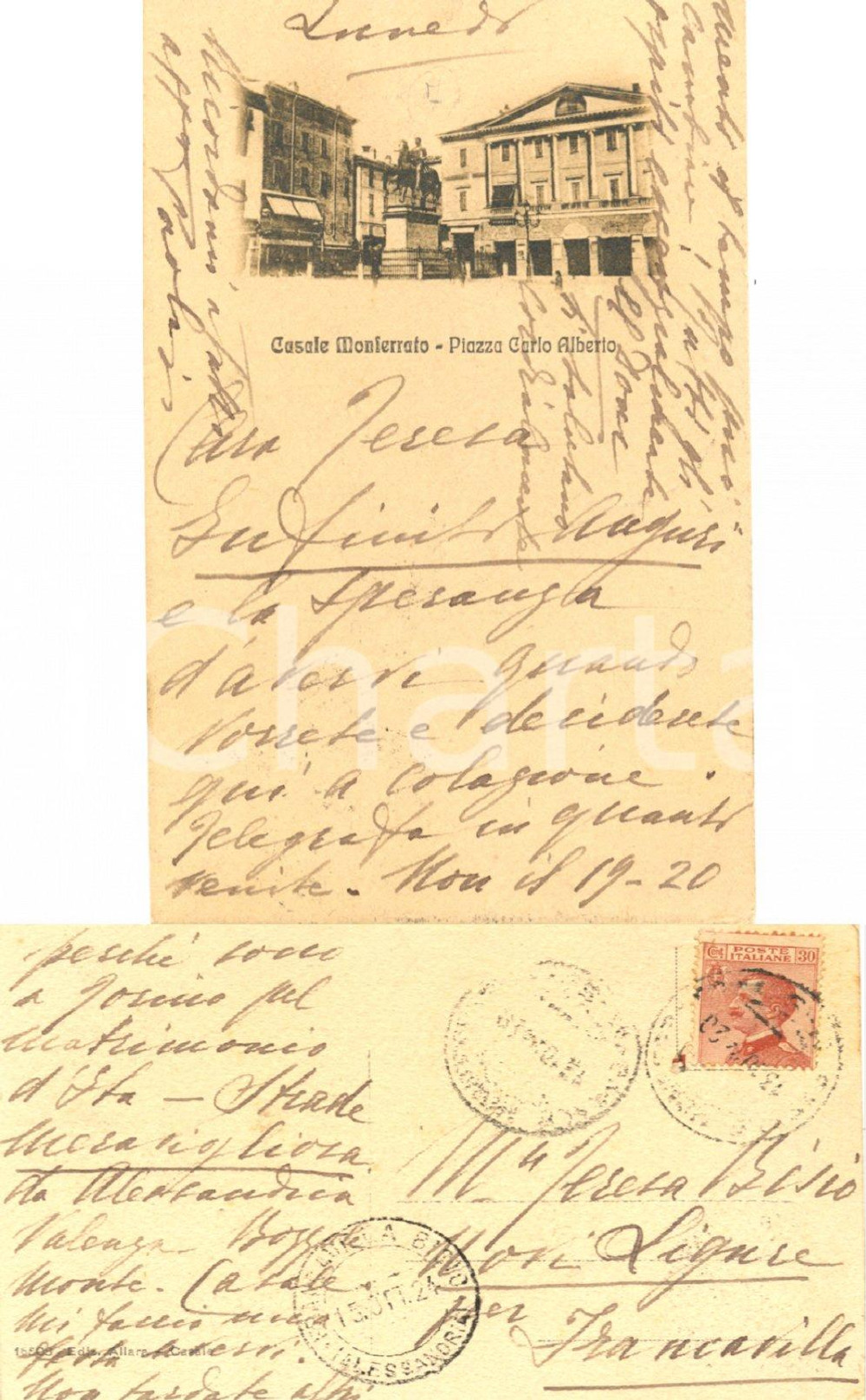 Autografo originale 1920 CASALE MONFERRATO Cartolina autografa Paola THAON DI REVEL FANTASCIENZA 1
