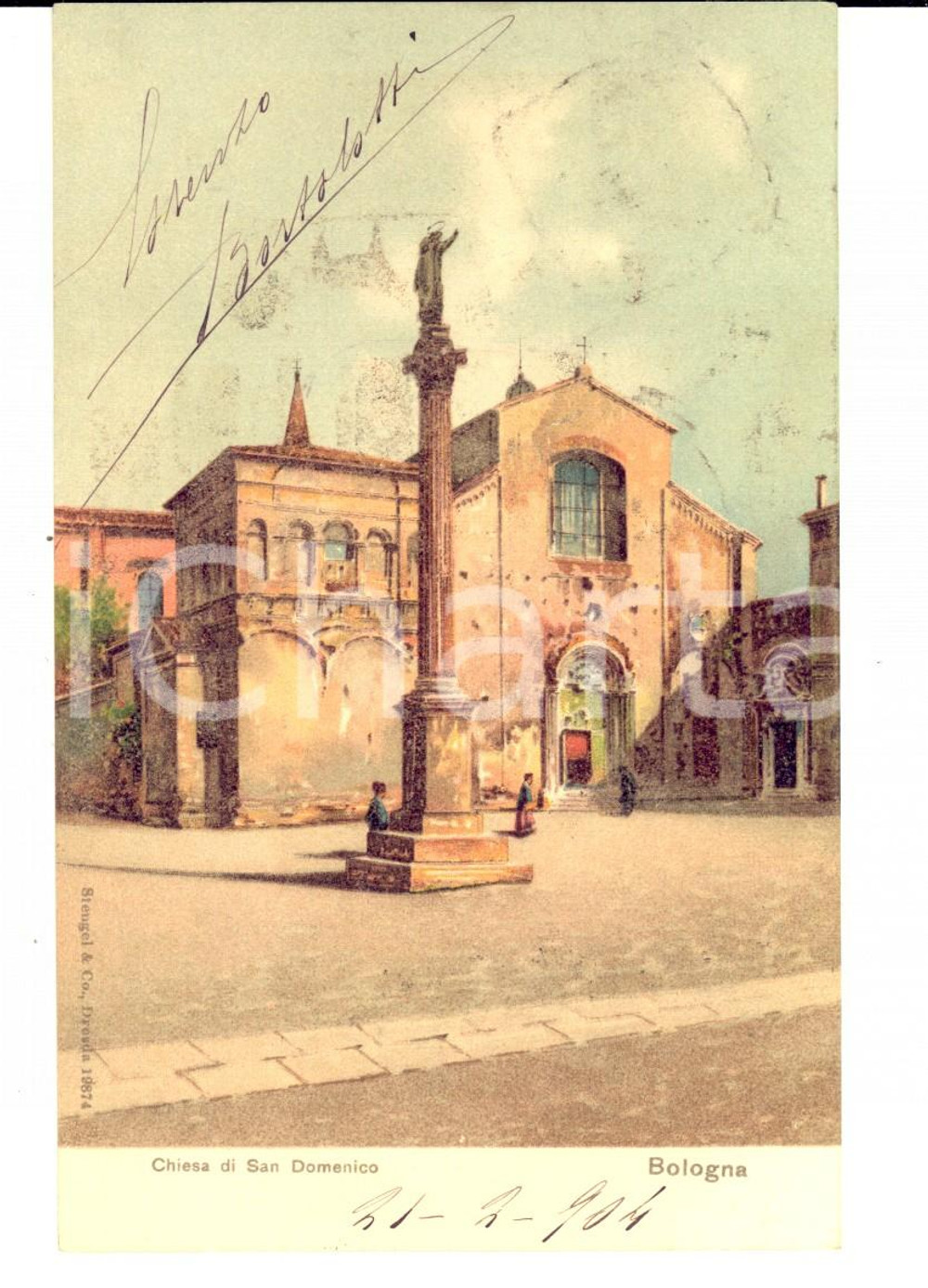 Autografo originale 1904 BOLOGNA Chiesa di San Domenico *Autografo dott. Lorenzo BORTOLOTTI FP VG 1