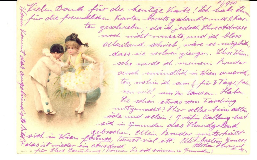 Autografo originale 1900 WIEN (Au) Ottokar HERZOGENBERG in attesa del Carnevale *Autografo FP VG 1