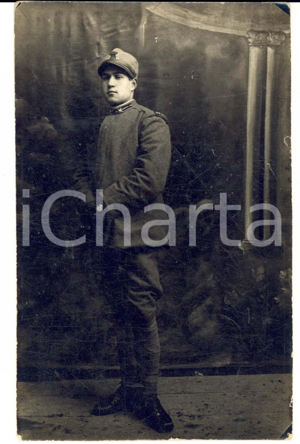 Fotografia d'epoca originale 1917 ASSO (CO) Ritratto Mario MOLTENI 68Â° Reggimento Fanteria LEGNANO *Foto FP 1