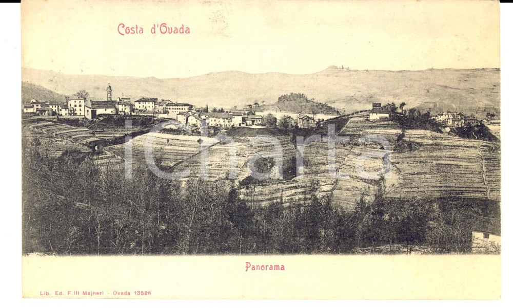 Cartolina originale da collezione 1900 ca COSTA D OVADA AL Panorama Cartolina a Elisabetta GUASCO DI BISIO FP 1