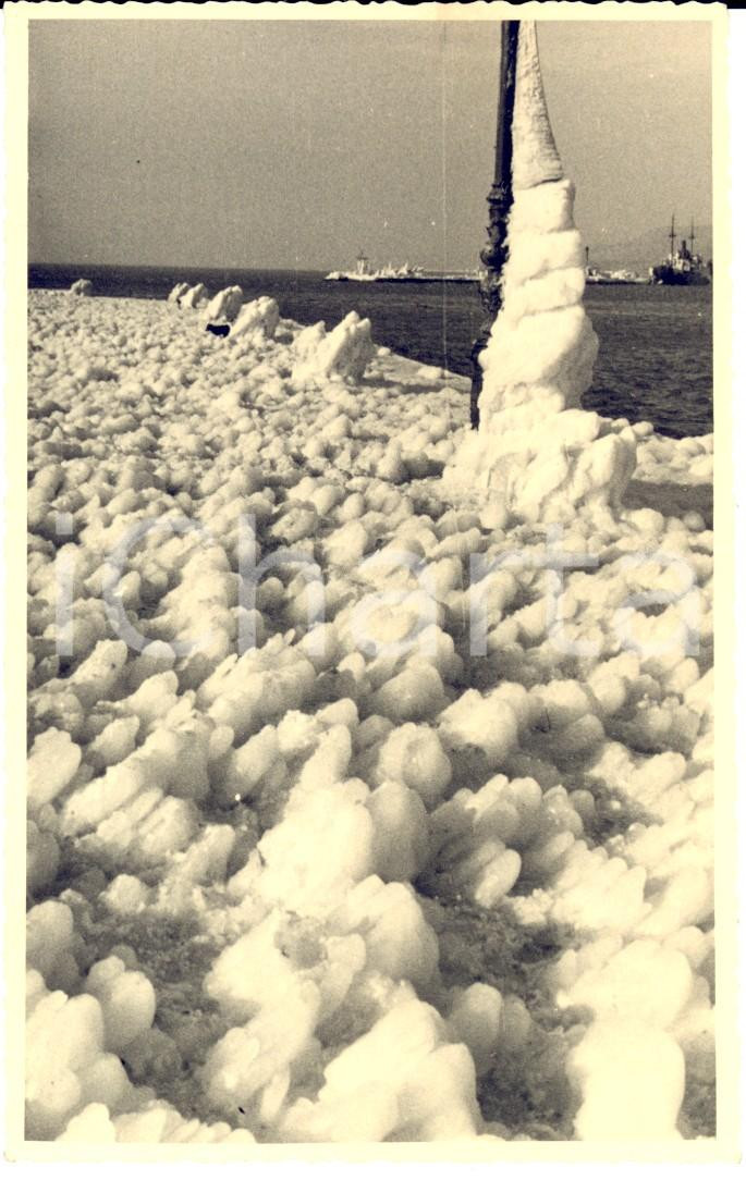 Fotografia d epoca originale 1940 ca TRIESTE Cumuli di neve su una banchina Foto CIRCOLIPOZZAR 9x13 cm 1