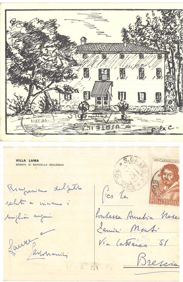 Autografo originale 1960 BARICELLA BO Villa LAMA Autografo conte Carlo MARSILI FG VG 1
