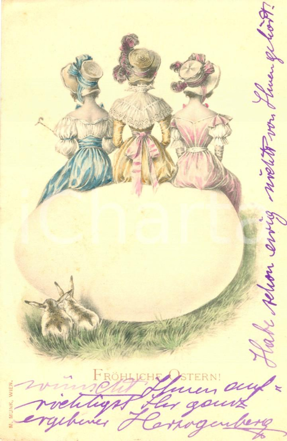 Autografo originale 1899 SCHARDING (Au) Auguri pasquali *Cartolina Ottokar PICOT DE PECCADUC 1