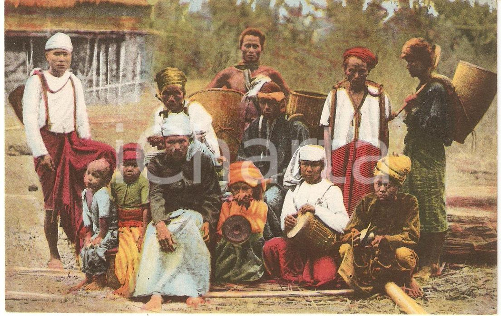 Cartolina originale da collezione 1939 MISSIONI ESTERE - BIRMANIA pittoresca - Portatori cariani *Cartolina FP NV 1