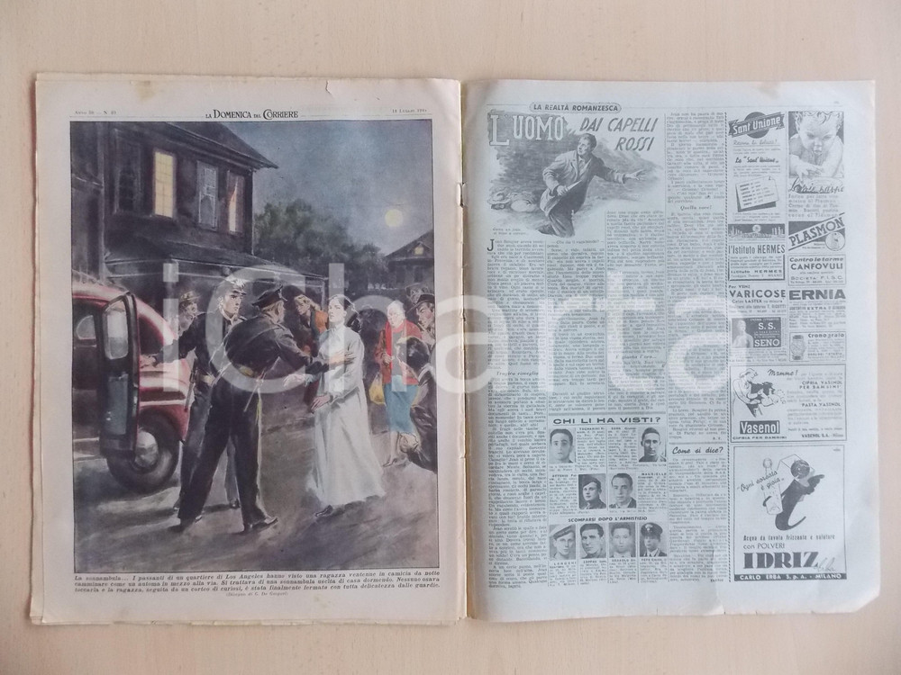 Giornale, rivista storica 1948 DOMENICA DEL CORRIERE La sonnambula di LOS ANGELES Con sovracoperta 1