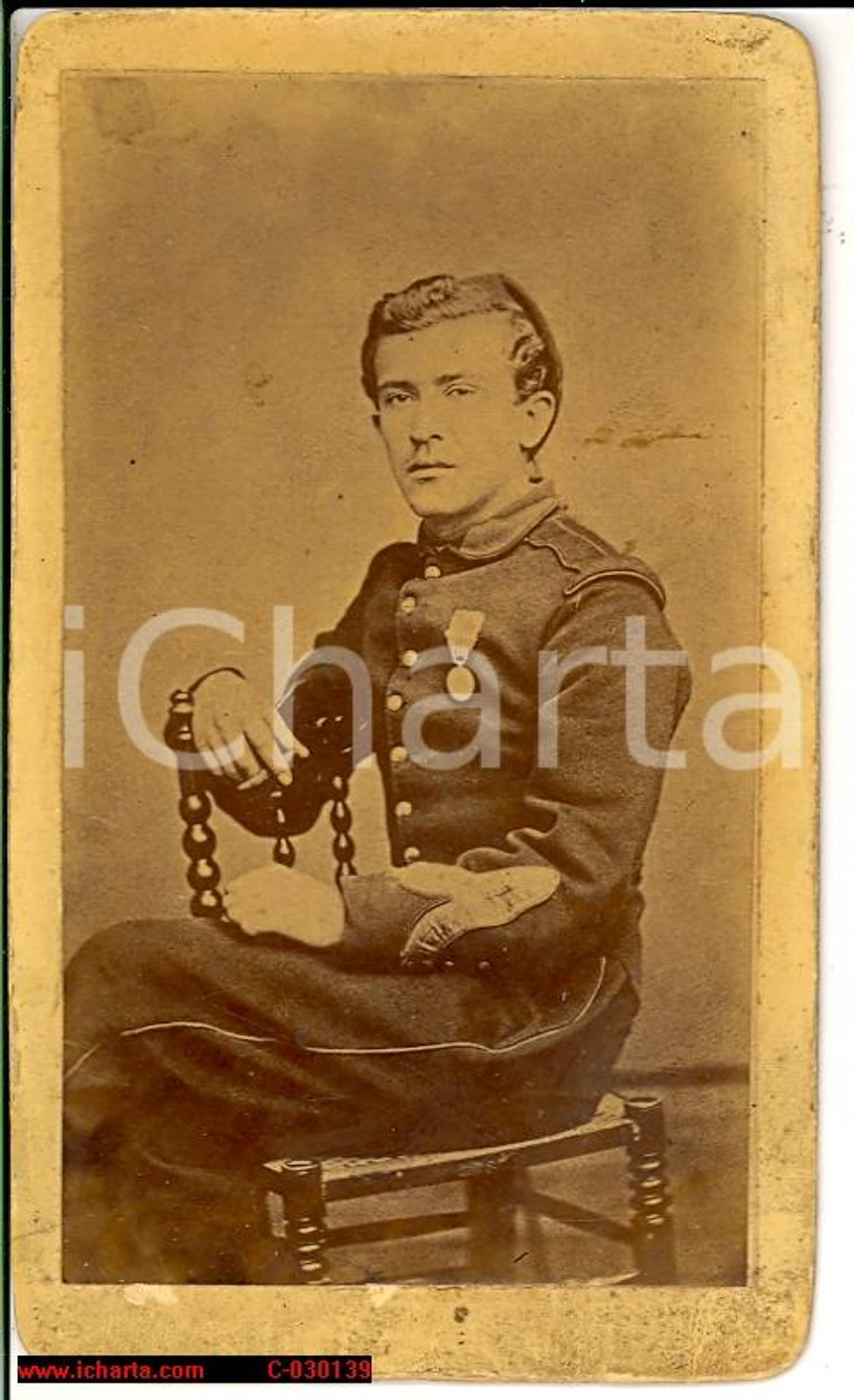 Fotografia d'epoca originale 1870 Agostino PASQUINELLI in divisa garibaldina RARA 1