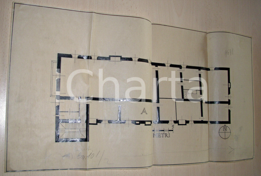 Stampa, bozzetto originale 1910 MILANO Planimetria BICOCCA ARCIMBOLDI Arch. ANNONI 1