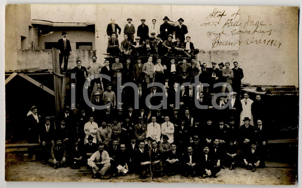 Fotografia d epoca originale 1924 BUENOS AIRES Staff della Frederick Sage & Company FOTOGRAFIA 1
