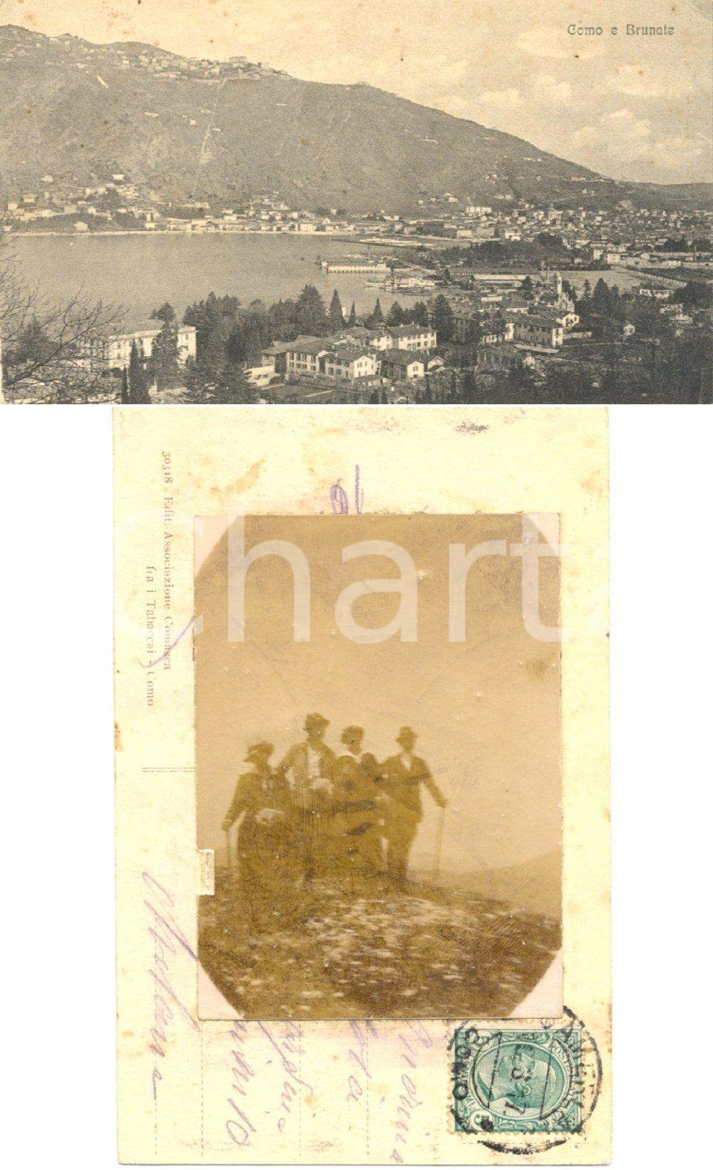 Cartolina originale da collezione 1917 COMO Veduta di BRUNATE *Cartolina con foto ALPINISMO RARA FP VG 1
