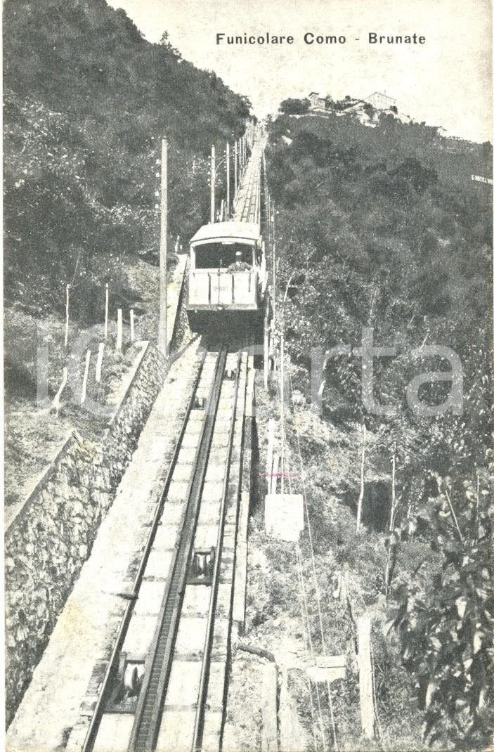 Cartolina originale da collezione 1910 circa COMO La funicolare scende da BRUNATE Cartolina postale FP NV 1