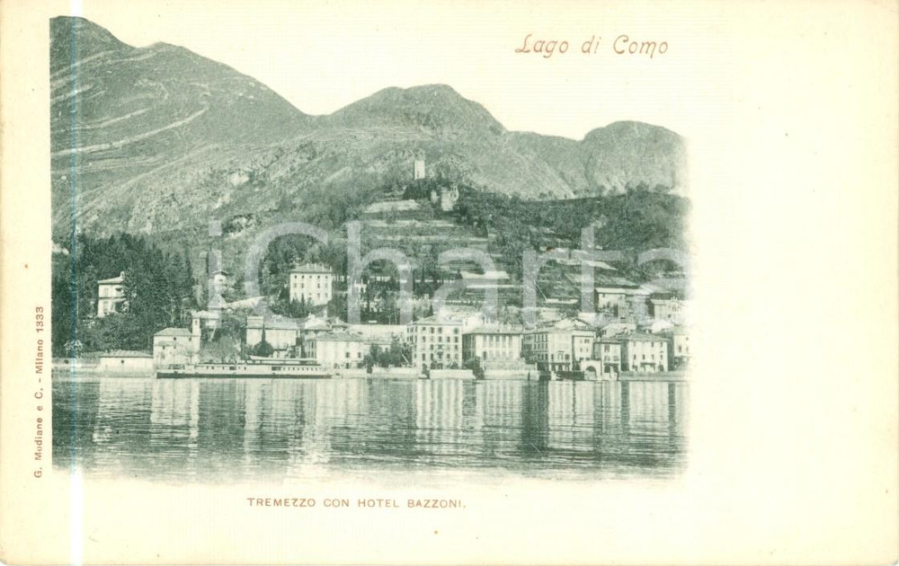 Cartolina originale da collezione 1900 TREMEZZO con Hotel Bazzoni FP NV 1