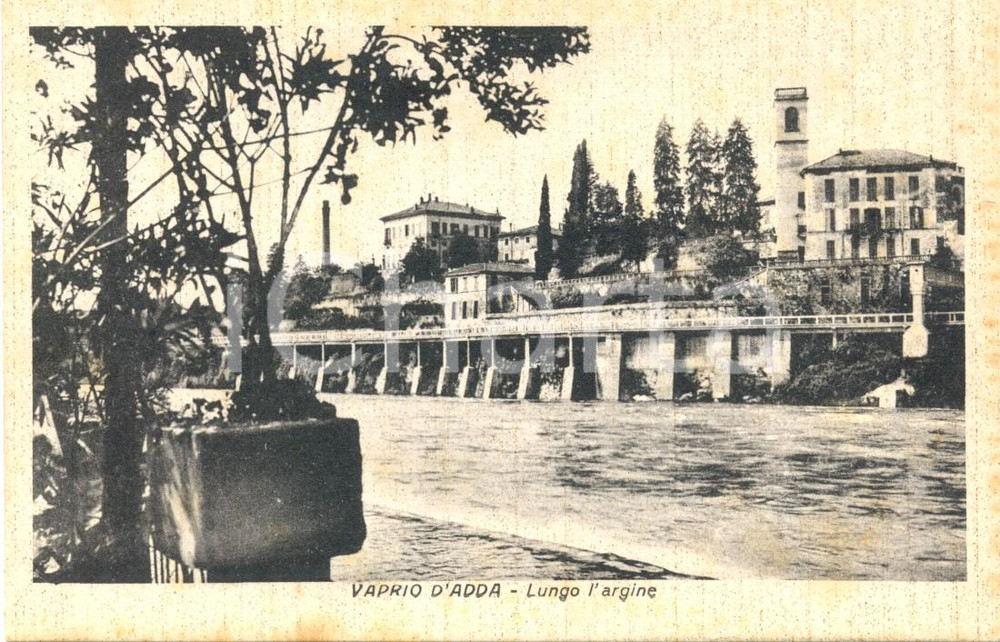 Cartolina originale da collezione Vaprio Adda anni '30 - Veduta d'epoca lungo argine 1