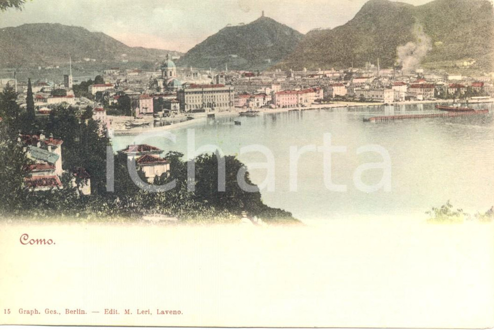 Cartolina originale da collezione 1900 ca COMO Veduta panoramica dal lago Cartolina postale FP NV 1