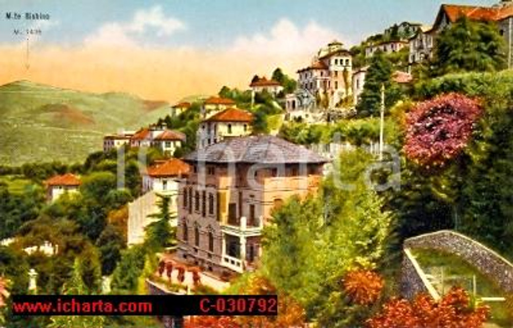 Cartolina originale da collezione 1925 BRUNATE (CO) Ville su lago di COMO e Monte BISBINO 1