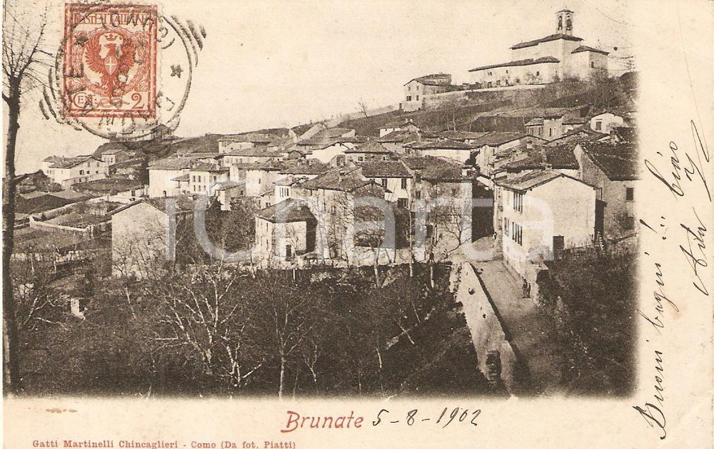 Cartolina originale da collezione 1902 BRUNATE - Veduta d'epoca dell'abitato 1
