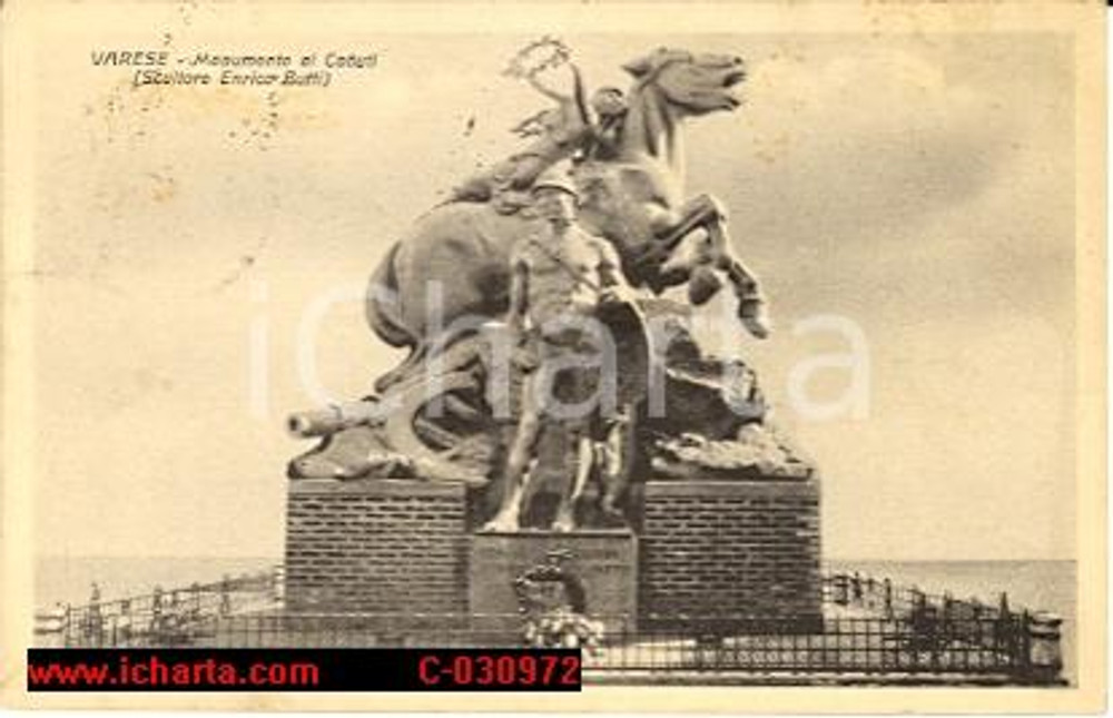 Cartolina originale da collezione 1929 VARESE Monumento ai Caduti di Enrico BUTTI FP VG 1