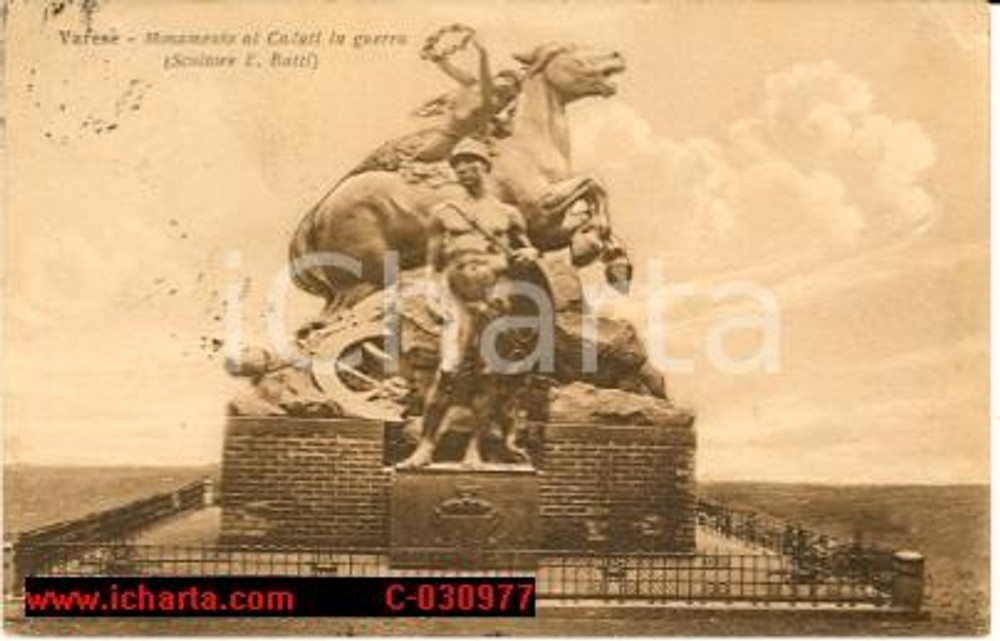 Cartolina originale da collezione 1930 ca VARESE Monumento ai Caduti di Enrico BUTTI FP 1