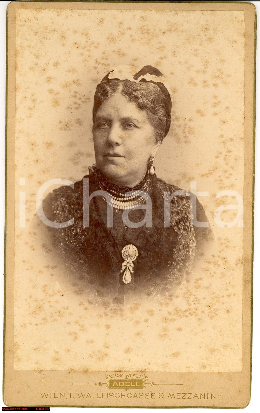 Fotografia d epoca originale 1887 WIEN AU Ritratto nobildonna viennese Studio ADELE HOF ATELIER Fotografia 1
