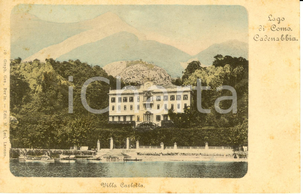 Cartolina originale da collezione 1900 ca CADENABBIA CO Veduta di villa CARLOTTA dal lago  Cartolina FP NV 1