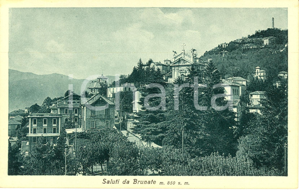 Cartolina originale da collezione 1920 ca BRUNATE CO Panorama con la chiesa parrocchiale  Cartolina FP NV 1