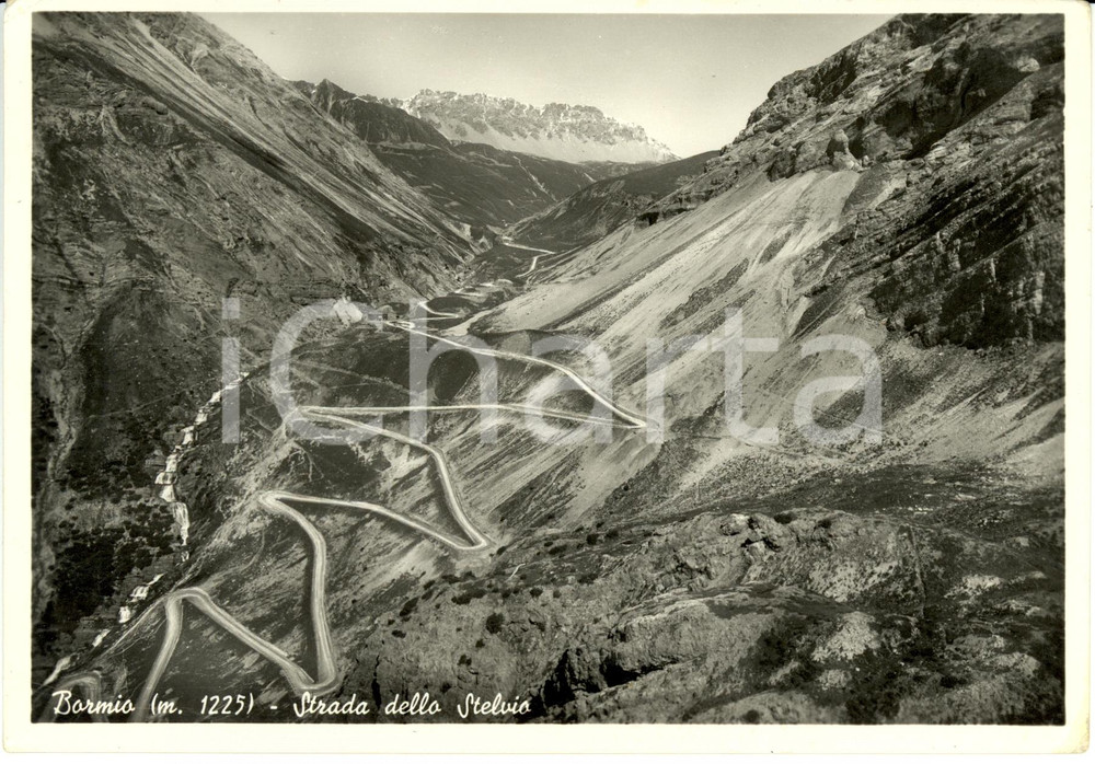 Cartolina originale da collezione 1950 ca BORMIO SO La strada dello STELVIO vista dall alto  Cartolina FG VG 1