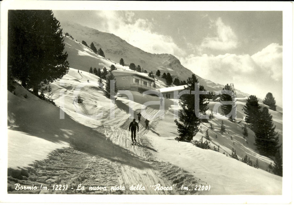 Cartolina originale da collezione 1958 BORMIO SO La nuova pista della ROCCA Cartolina ANIMATA FG VG 1