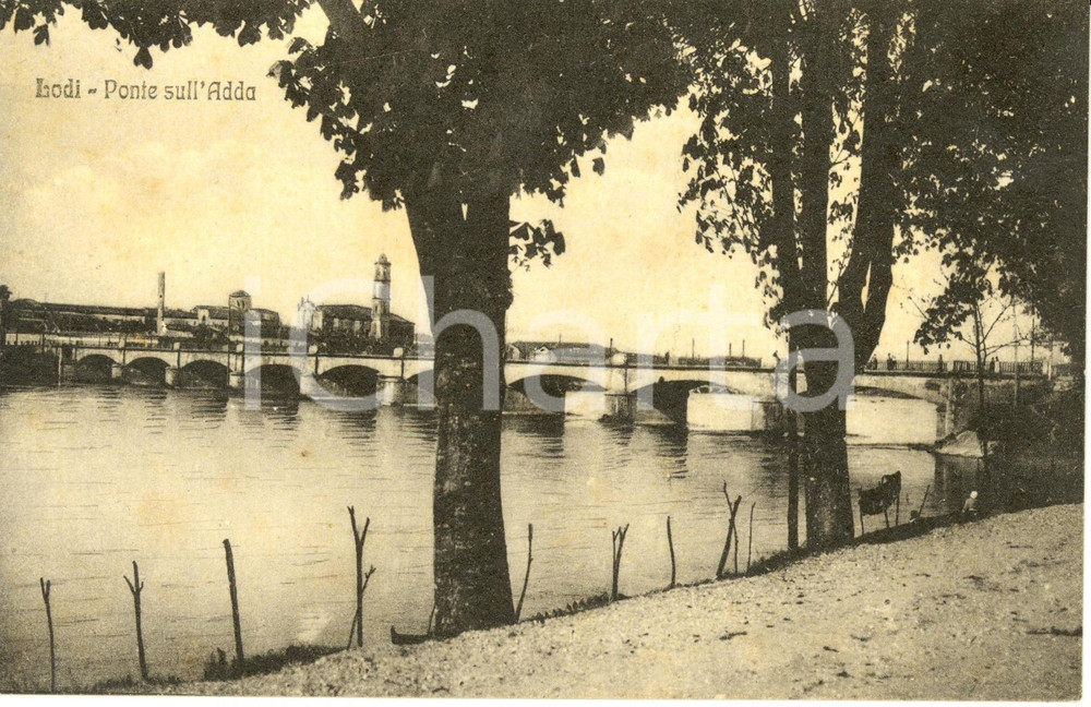 Cartolina originale da collezione 1910 ca LODI Veduta del ponte sul fiume ADDA *Cartolina FP NV 1