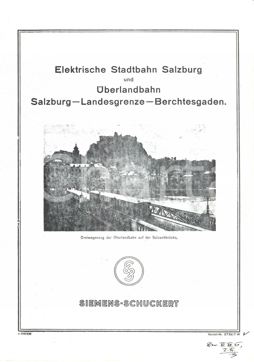 Materiale pubblicitario d’epoca 1965 ca SIEMENSSCHUCKERT Linea tranviaria SALZBURG Landesgrenze BERCHTESGADEN 1