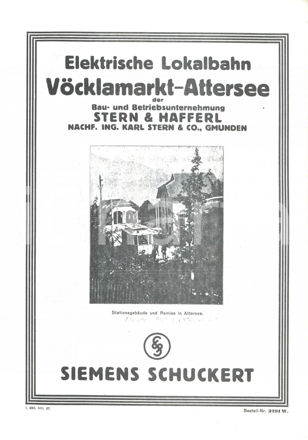 Materiale pubblicitario d’epoca 1965 ca SIEMENSSCHUCKERT Linea tranviaria VOCKLAMARKT  ATTERSEE Illustrato 1