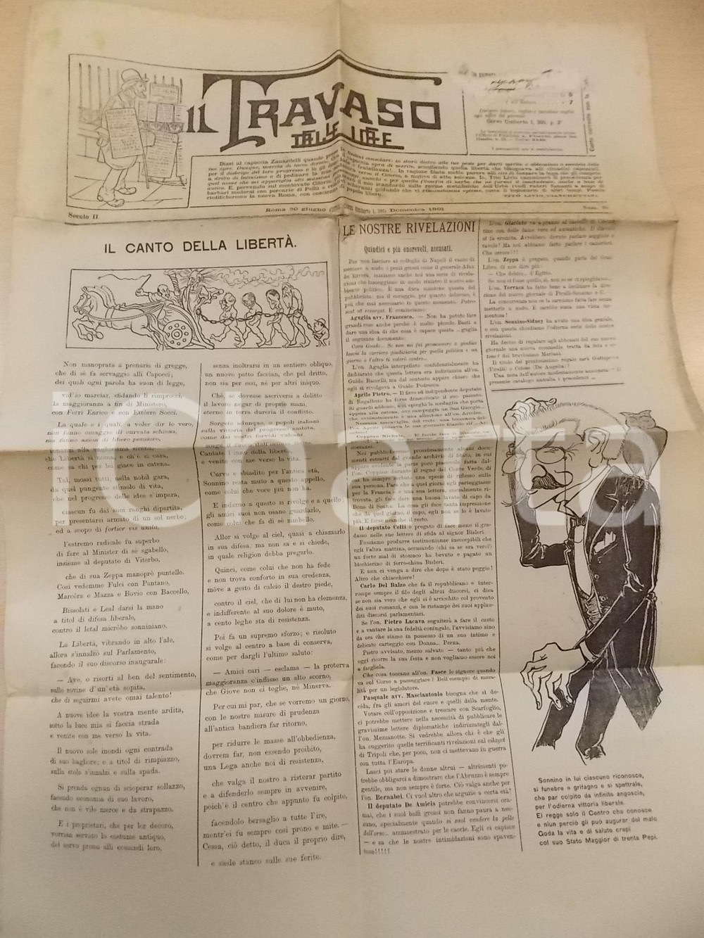 Giornale, rivista storica 1901 IL TRAVASO DELLE IDEE SONNINO funebre e grifagno Giornale satirico 1
