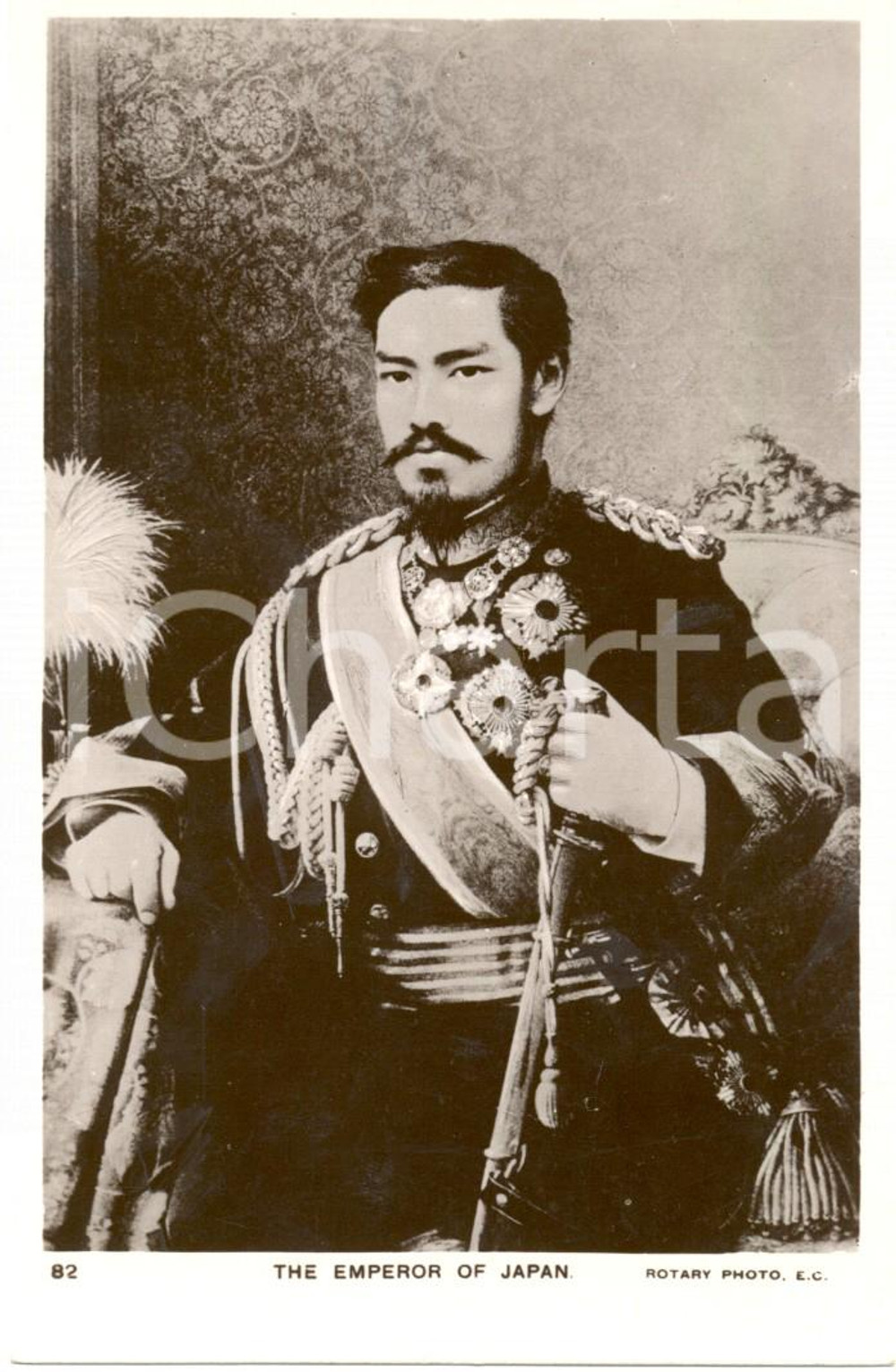Cartolina originale da collezione 1950 ca LONDON (ENGLAND) The Emperor of Japan HIROHITO *Postcard 1