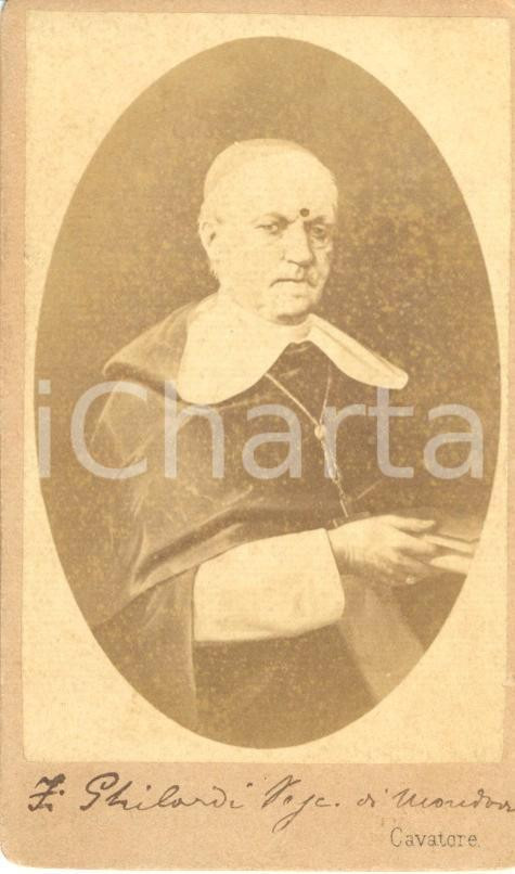 Fotografia d'epoca originale 1870 ca CAVATORE Ritratto del vescovo di MONDOVI' Giovanni Tommaso GHILARDI Foto 1