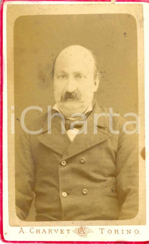 Fotografia d'epoca originale 1890 ca TORINO Ritratto di uomo in doppiopetto *Fotografia Alberto CHARVET 1