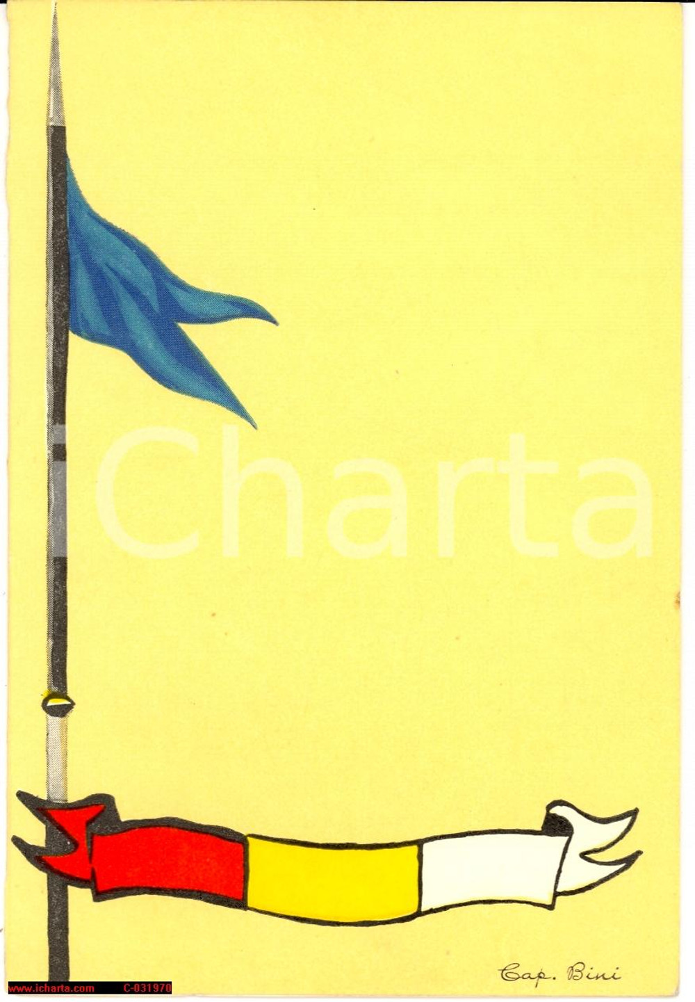 Oggetto da collezione cartaceo 1953 BRIGATA CAVALLERIA POZZUOLO DEL FRIULI bigl. 1