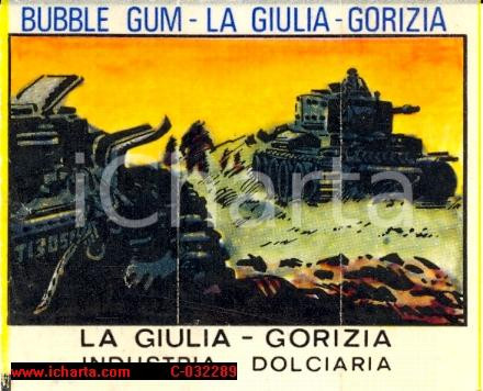 Materiale pubblicitario d’epoca 1965 ca GORIZIA Figurina Bubble Gum Industria LA GIULIA 1