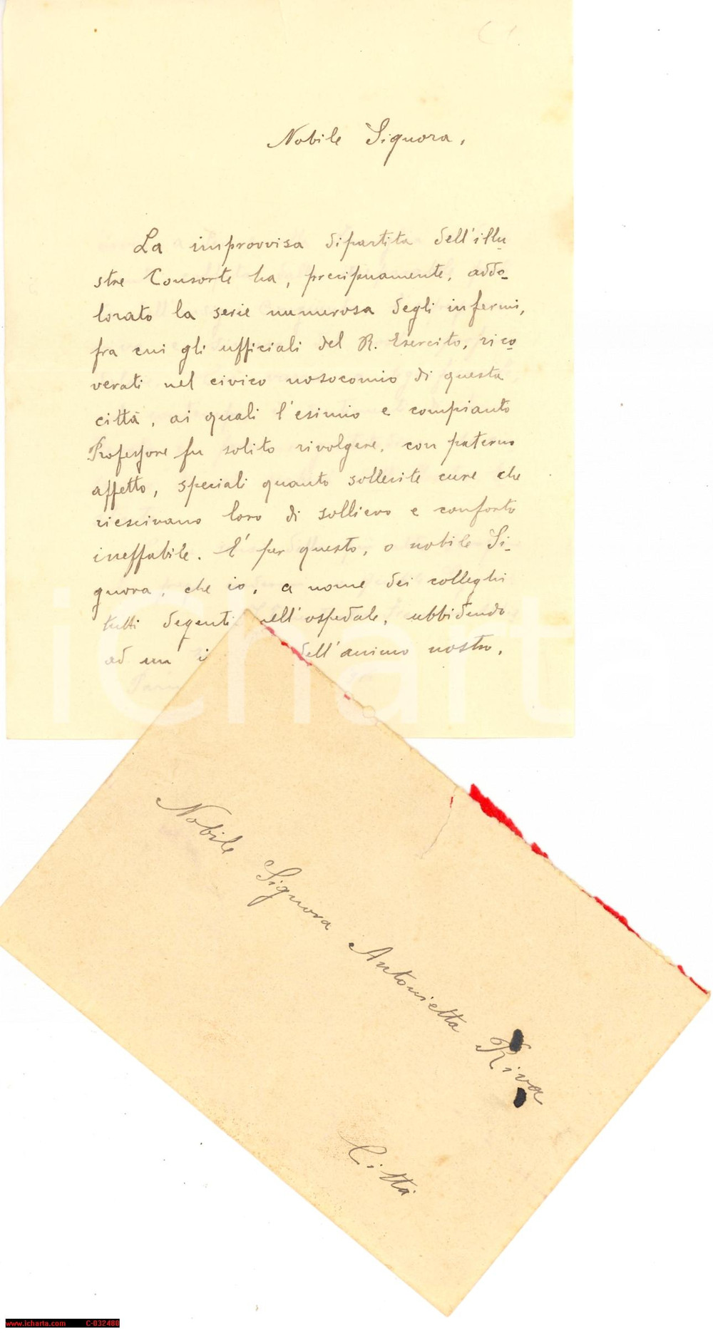 Manoscritto, lettera originale 1916 WW1 PARMA In morte del prof. RIVA medico ufficiali 1