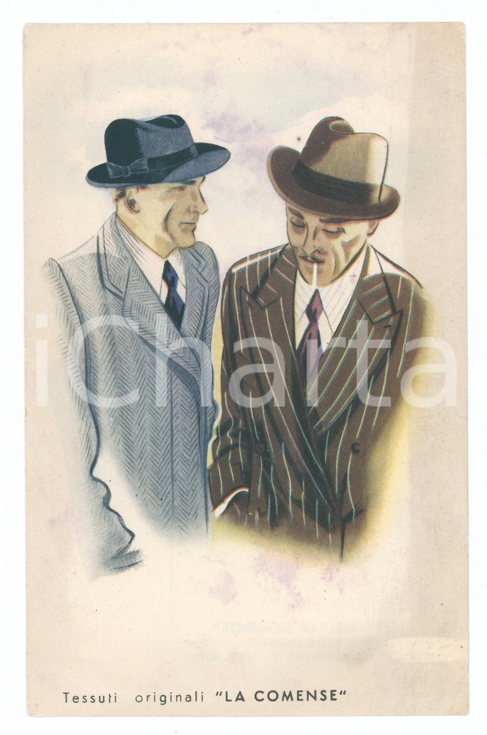 Materiale pubblicitario d’epoca 1930 TES LA COMENSE MILANO Via Mercanti 10 Foglietto pubblicitario 1