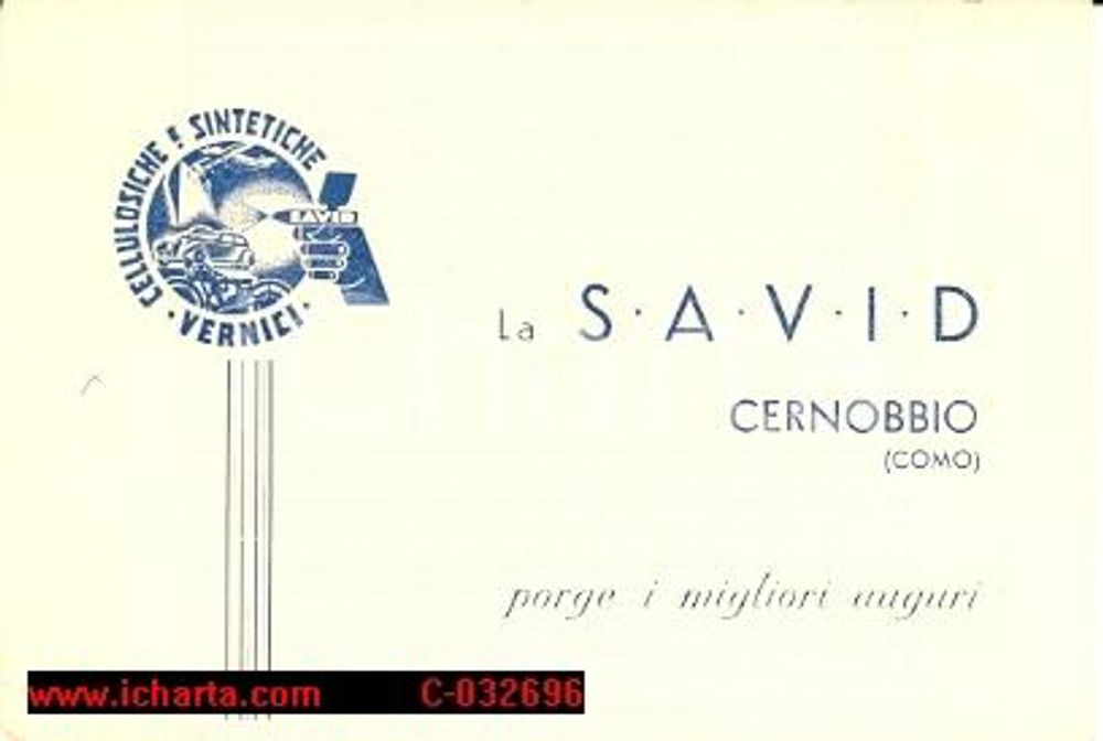 Oggetto da collezione cartaceo 1950 SAVID Cernobbio - biglietto augurale 1