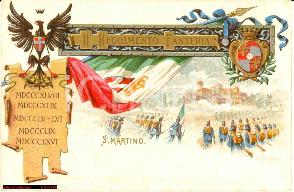 Cartolina originale da collezione 1910 - 11Â° Reggimento Fanteria Casale *Pacellini 1