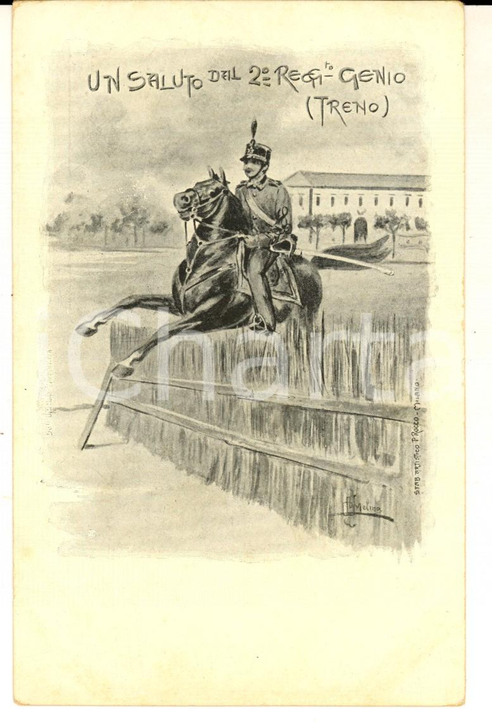 Cartolina originale da collezione 1900 ca REGIO ESERCITO Cartolina 2Â° Reggimento GENIO (TRENO) ILLUSTRATA 1