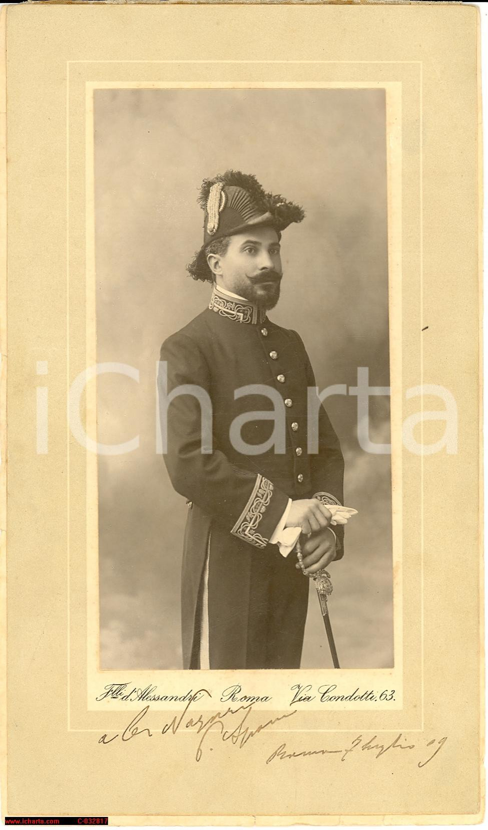 Fotografia d epoca originale 1909 ROMA Ritratto del carabiniere SPANO Foto D ALESSANDRI DANNEGGIATA 1